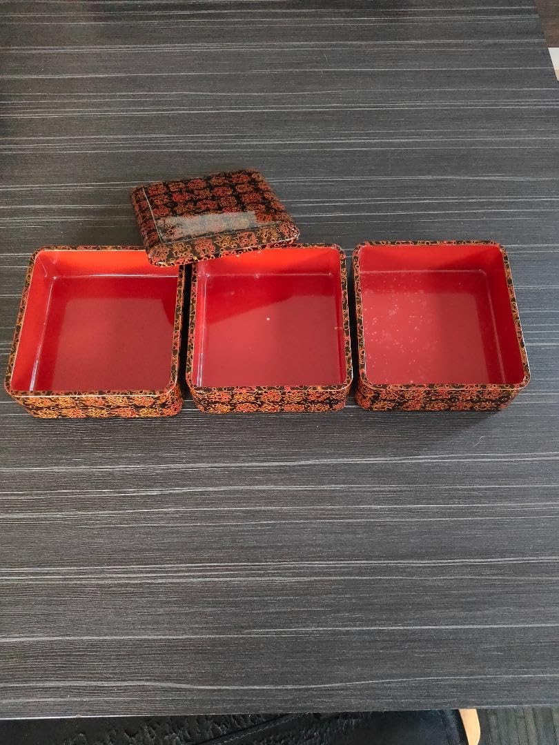 津軽塗 重箱三段 津軽塗 重箱 三段腹 三段重 唐塗/